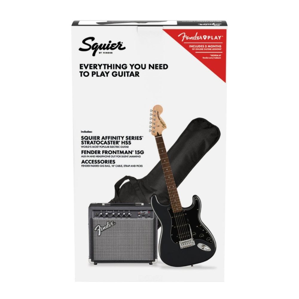 Đàn Guitar Điện Squier Affinity Stratocaster Pack HSS, Laurel Fingerboard, Charcoal Frost Metallic